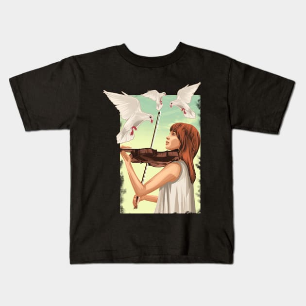 The Lovable Violin Girl Kids T-Shirt by siddick49